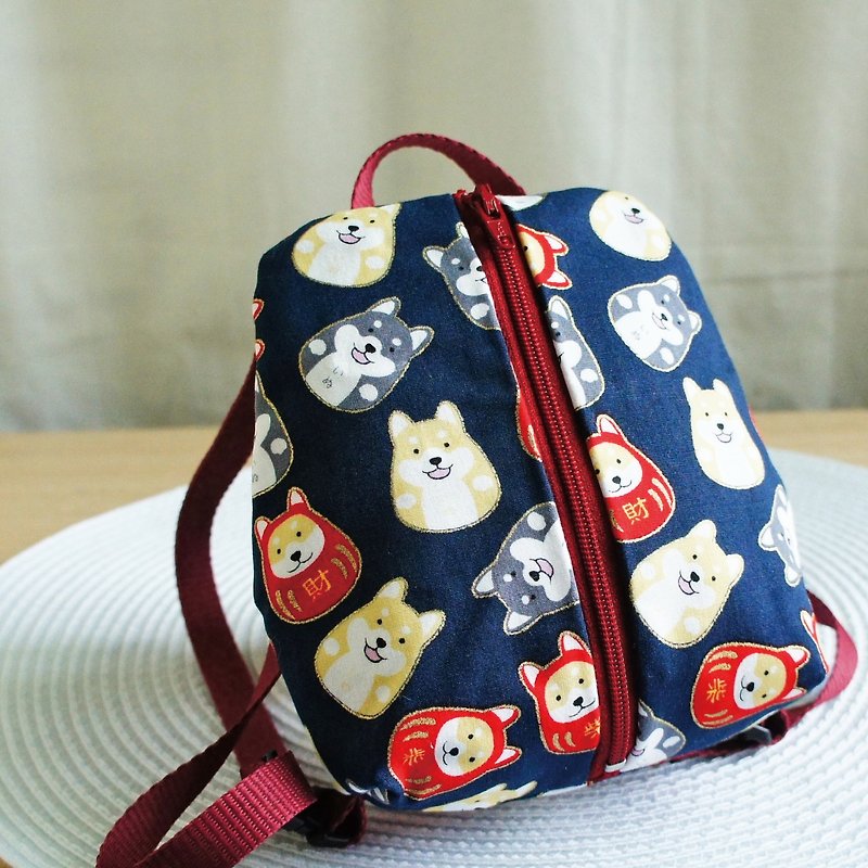 Lovely【Chai Chai Fa Cai Pet Backpack】Adjustable shoulder strap from backpack, dark blue - Pet Carriers - Cotton & Hemp Blue