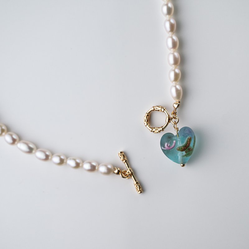 Athena Pearl Necklace - Necklaces - Copper & Brass Blue