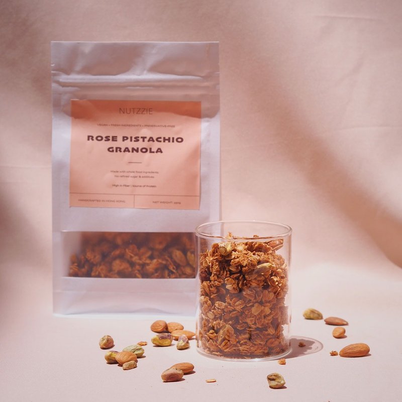 【不含精製糖、防腐劑】玫瑰開心果手工燕麥片 - 燕麥/麥片/穀物 - 新鮮食材 卡其色