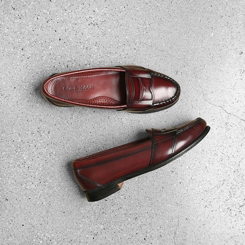 COLE HAAN Penny Loafer - Women's Oxford Shoes - Genuine Leather Red