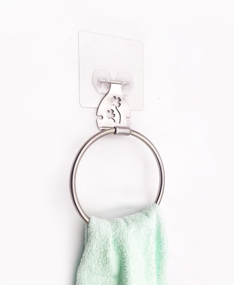 Drill-free seamless patch series towel ring towel rack 304 Stainless Steel - ชั้นวาง/ตะกร้า - สแตนเลส สีเงิน