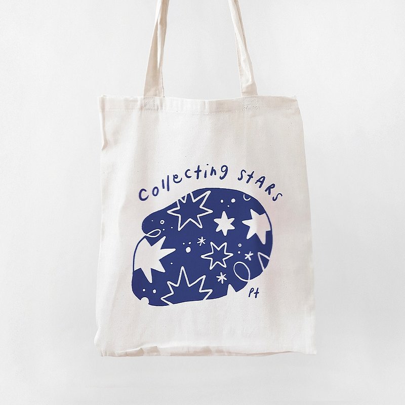 Collecting Stars Tote Bag - 手袋/手提袋 - 其他人造纖維 藍色