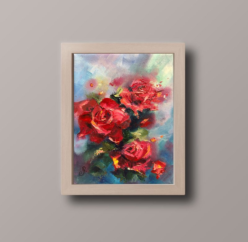 花卉油畫原創玫瑰畫 - 海報/掛畫/掛布 - 其他材質 紅色