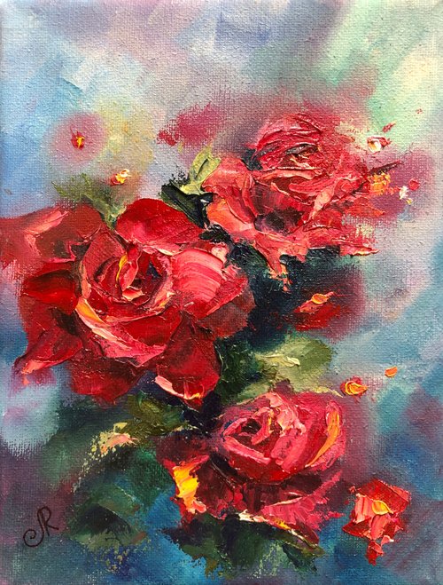 油絵 紅の薔薇 絵画 HR 通販 11195649｜Creema(クリーマ)
