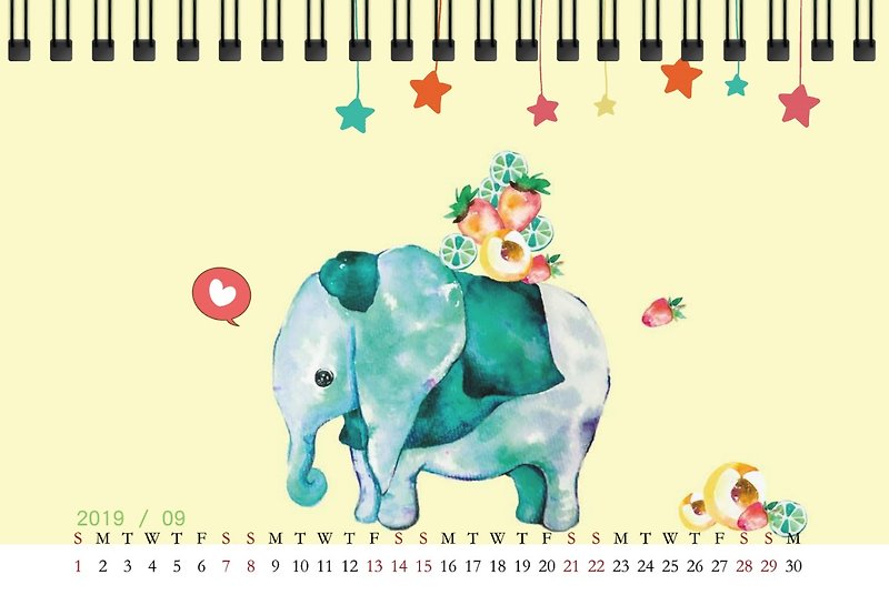 2019 desk calendar - Embrace the elephant with color in the color - Calendars - Paper Yellow