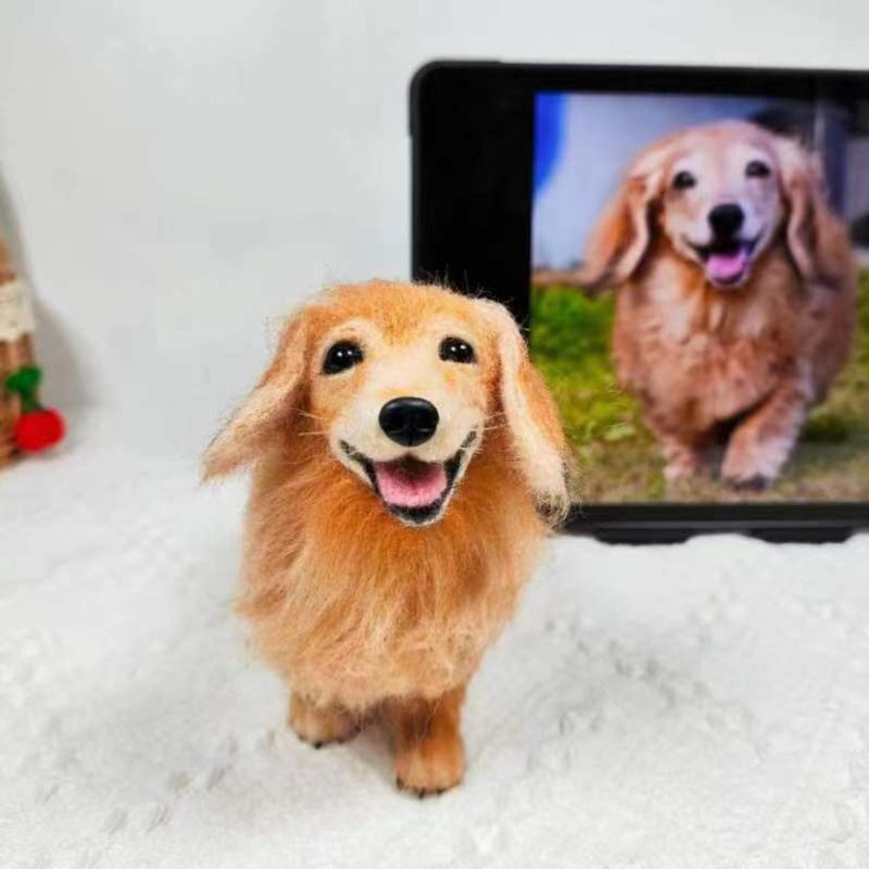 客製化逼真犬羊毛氈寵物娃娃定製手工複刻狗狗猫咪毛小孩肖像公仔 - 貓/狗玩具 - 羊毛 多色