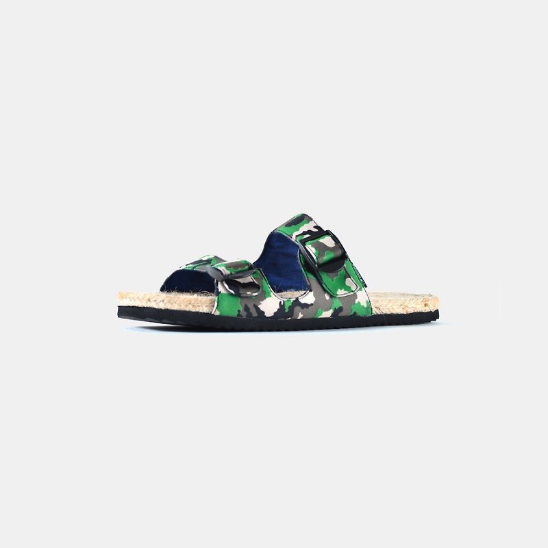 [Dogyball] Simple to wear, easy to live, simple camouflage straw sandals and slippers-jungle green - Slippers - Cotton & Hemp Green