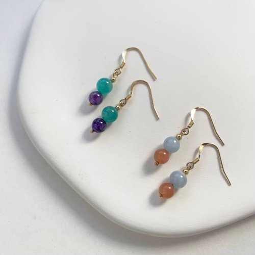 Lux Jewelry 天然石/手作輕珠寶 14KGF 糖果天然石小耳勾