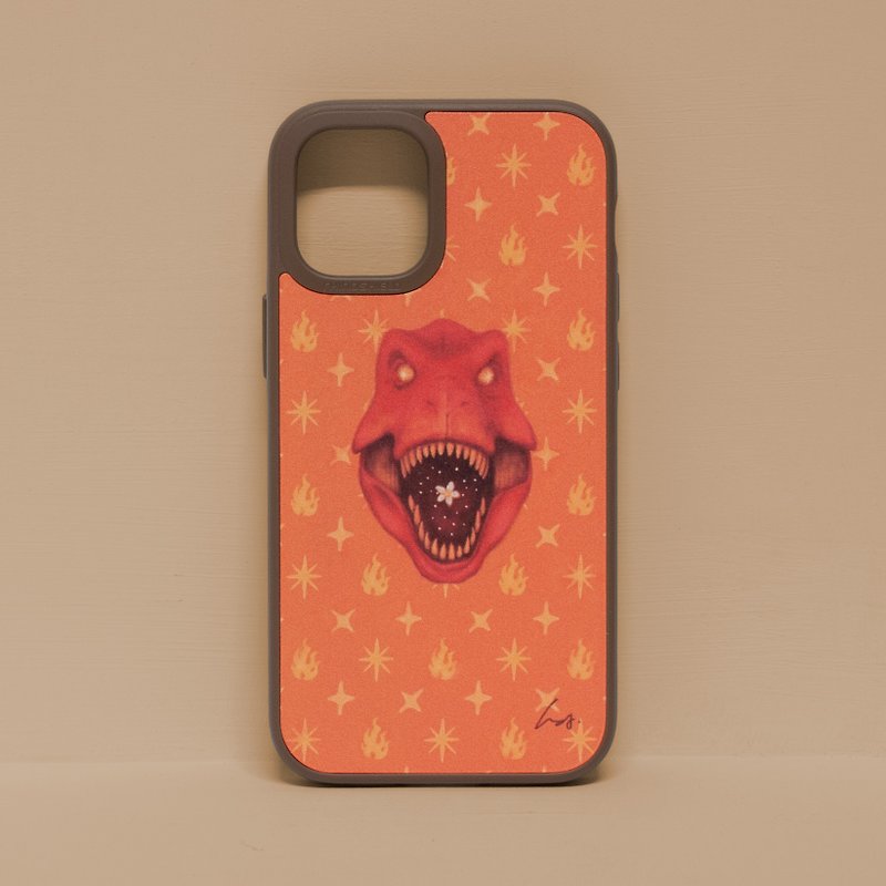 The Romance of Tyrannosaurus/Rhino Shield-Anti-fall iPhone15/14/13/12/11/pro mobile phone case - Phone Cases - Plastic Orange