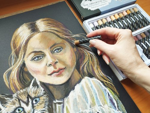 パステル画 少女の絵画 原画 星少女1 パステル画 絵画 アート - & Earth - BOOTH