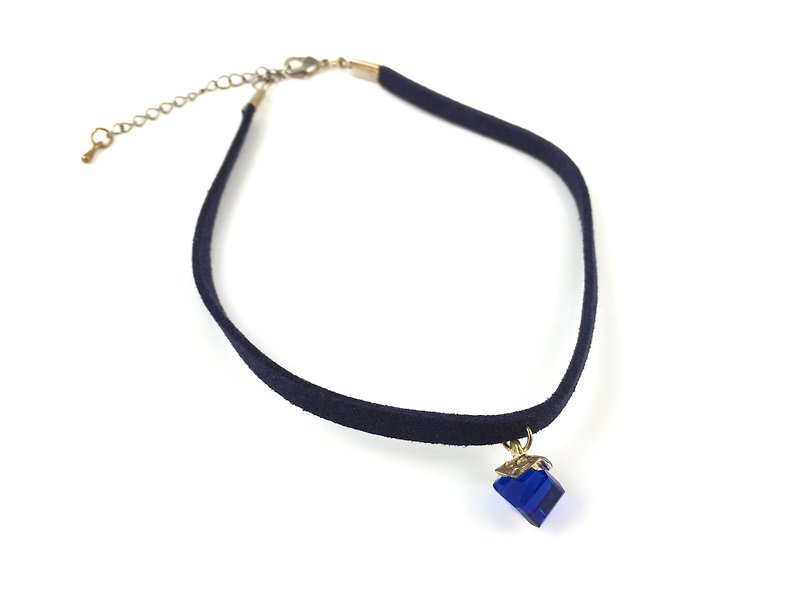 Blue crystal necklace gift - Necklaces - Other Materials Blue