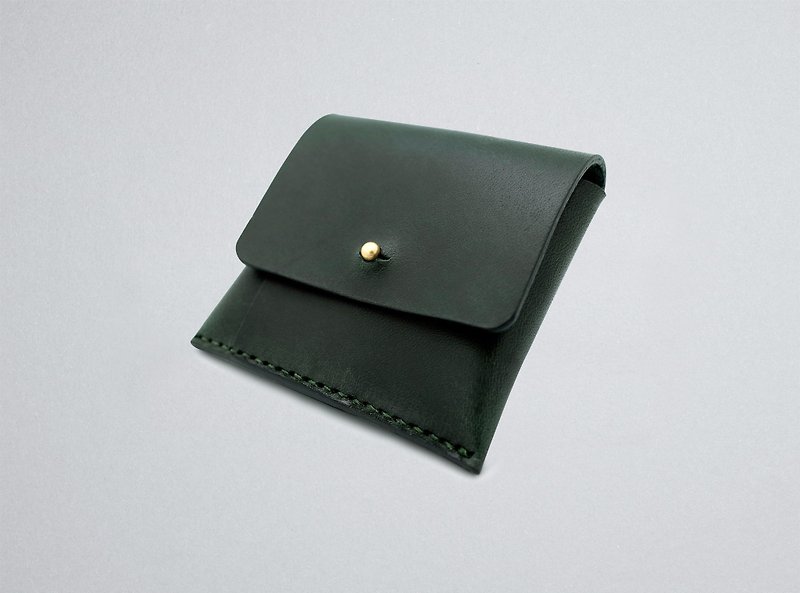 Leather Coin Purse (11 colors / engraving service) - กระเป๋าใส่เหรียญ - หนังแท้ สีเขียว