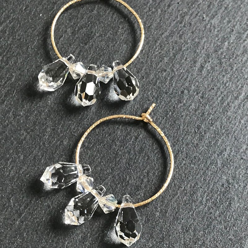 Swarovski crystal 14kgf hoop earring - Earrings & Clip-ons - Precious Metals Gold