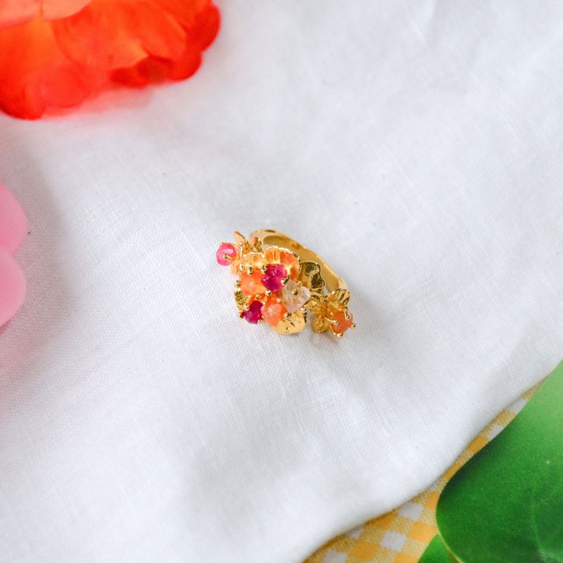 Hibiscus ring - 戒指 - 半寶石 金色