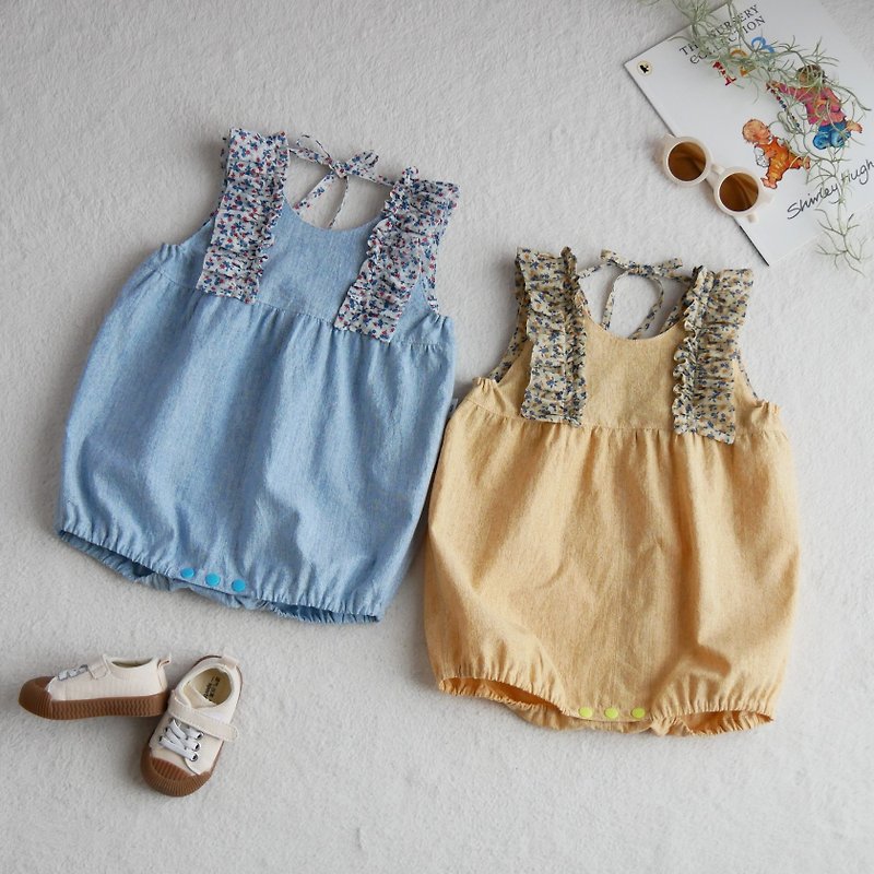 Baby clothes small flower pattern ruffle onesies - ชุดทั้งตัว - ผ้าฝ้าย/ผ้าลินิน หลากหลายสี
