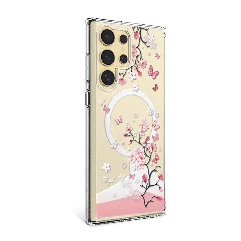 Samsung S25/S24/S23 series thin and light military-standard anti-fall magnetic phone case-Japanese Sakura - Phone Cases - Other Materials Multicolor