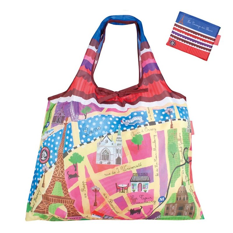 日本 Prairie Dog 設計包/環保袋/購物袋/手提袋 - 巴黎地圖 - 側背包/斜孭袋 - 塑膠 多色