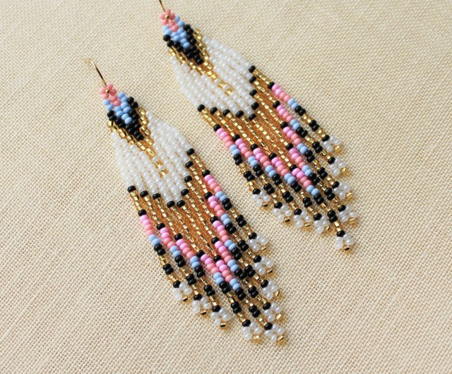 Pink Shimmer Seed Bead Fringe Earrings - Pink Art Deco Collection - Tanya  Madoff