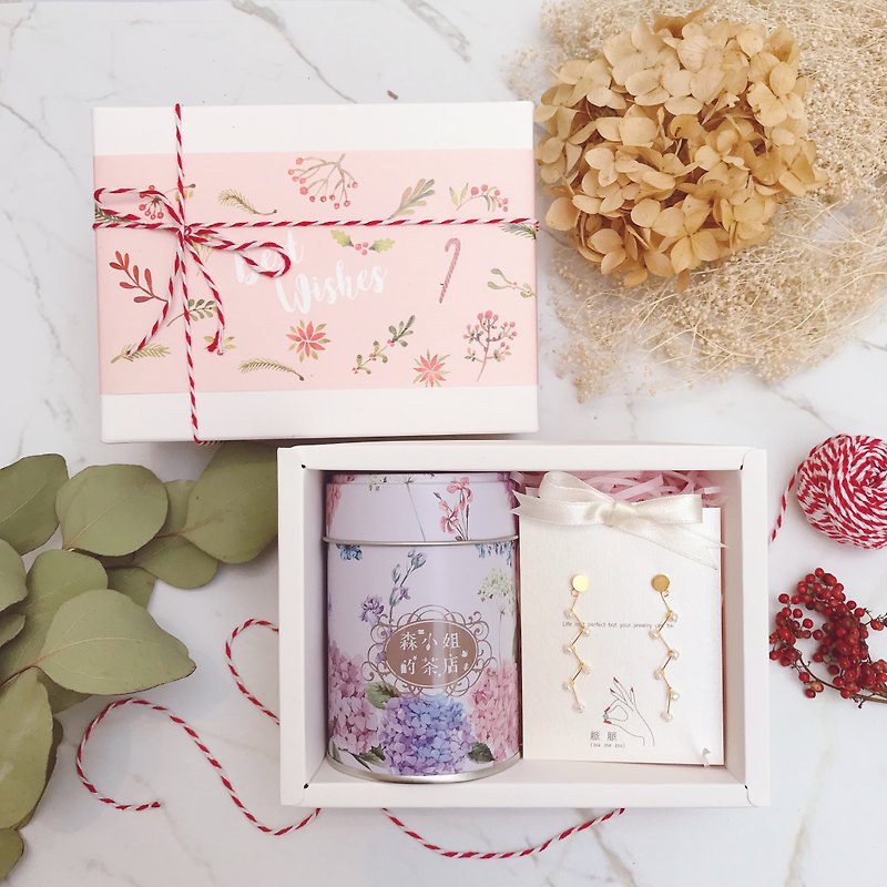 | Miss Mori’s Tea Shop | German flower and fruit tea and Maimai jewelry joint gift - ต่างหู - วัสดุอื่นๆ 