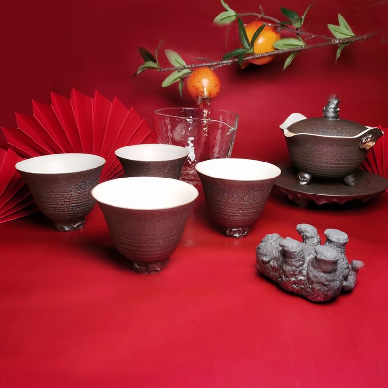 Beijing Palace Museum Zen Three No Tea Set Kung Fu Tea Set Teaware - ถ้วย - ดินเผา 