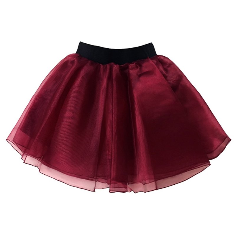 Cutie Bella elegant style organza skirt short skirt elastic skirt Organza Burgandy - กระโปรง - เส้นใยสังเคราะห์ 