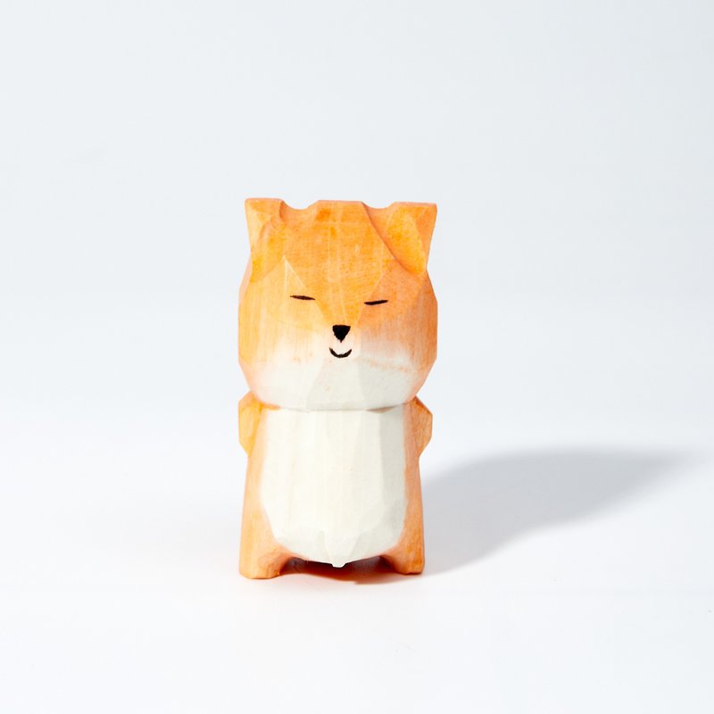 Kon Carved Wooden Fox - Items for Display - Wood Orange