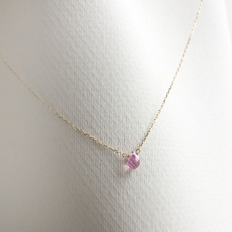K14gf Sapphire Necklace, September Birthstone, Dainty Necklace - ネックレス - 宝石 ピンク