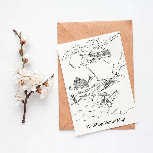 ILLUSTRATERITA DESIGN Custom Wedding Map, Unique Personalized Gift, Whimsical Venue Drawing, Digital