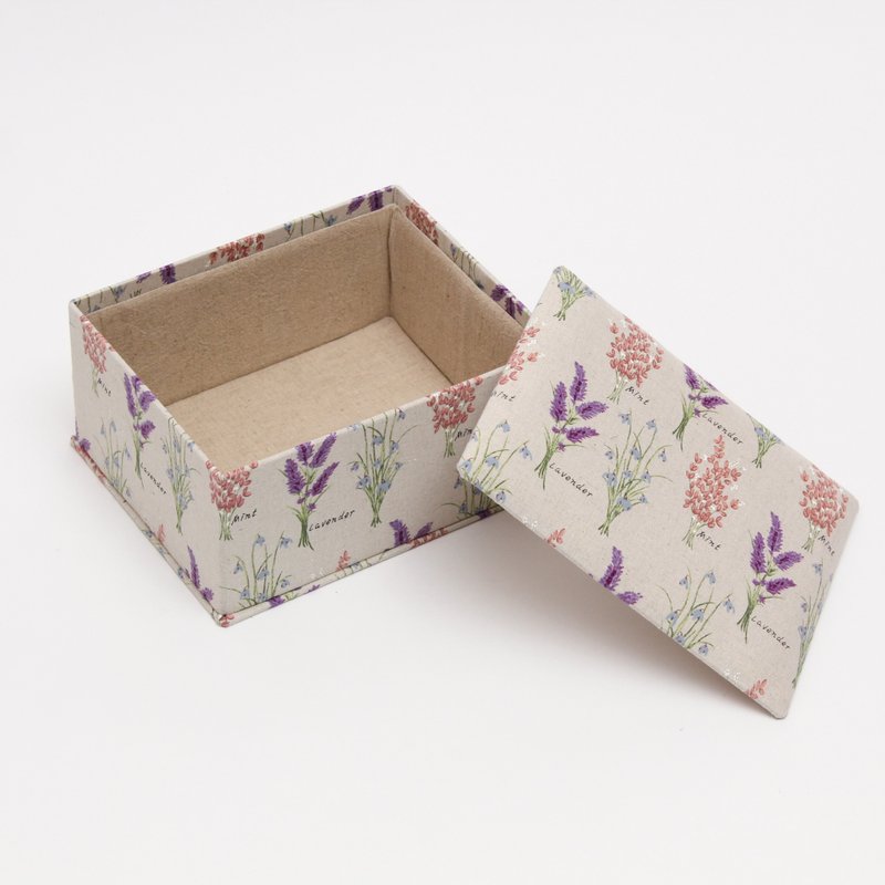 Lavender Mint Linen storage box - กล่องเก็บของ - ลินิน สีกากี