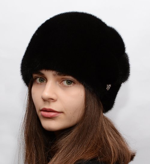FurStyleUA Women Mink Fur Hats Luxury Winter Warm Style Fashion Elegant Real Fur Mink Hat