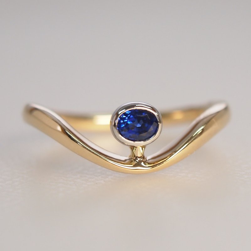 Ｋ１８/ＰＴ９００サファイヤ・リング - 戒指 - 寶石 藍色