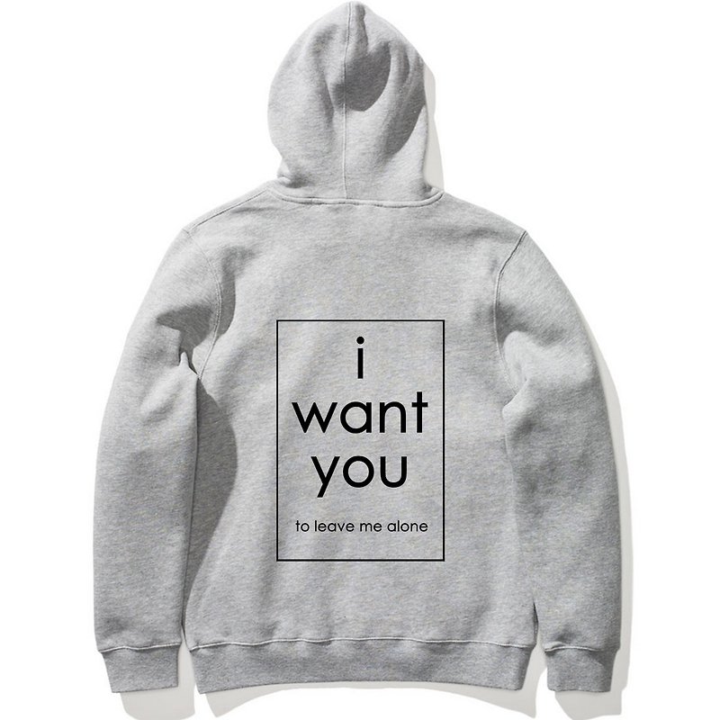 i want you to leave me alone gray zip hoodie sweatshirt - เสื้อฮู้ด - วัสดุอื่นๆ สีเทา