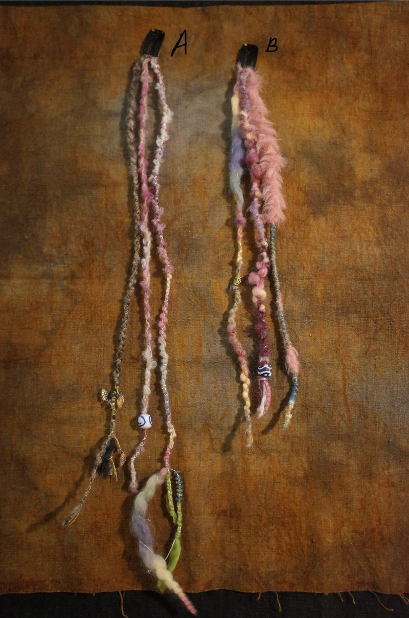 Gypsy hair Clip 穿戴式髒辮 髮夾髮片 (purple /pink) - 髮夾/鯊魚夾 - 羊毛 紫色