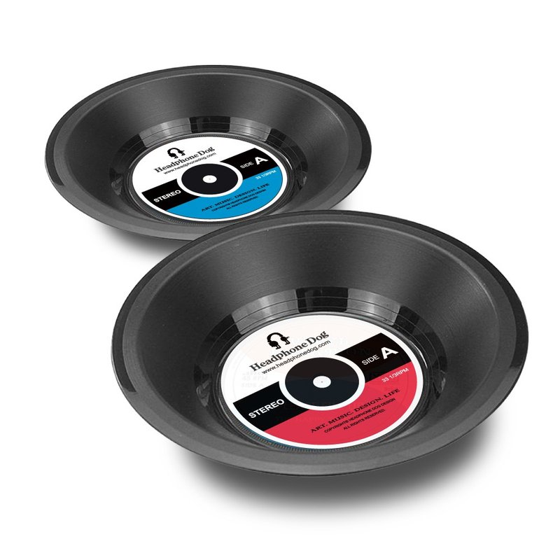 Retro Vinyl Record Bowl x 1 or 2pcs - กล่องเก็บของ - พลาสติก สีดำ