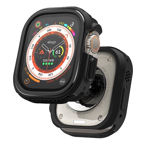 elago創意美學 Apple Watch Ultra 第1/2代 Armor全防護防撞保護錶框-黑