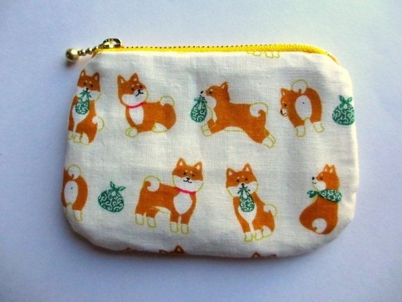 Double gauze mini pouch Shiba Inu - Toiletry Bags & Pouches - Cotton & Hemp Multicolor