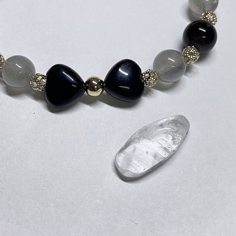 【Pingzhi】confidence 、gray labradorite、silver obsidian - Bracelets - Crystal 