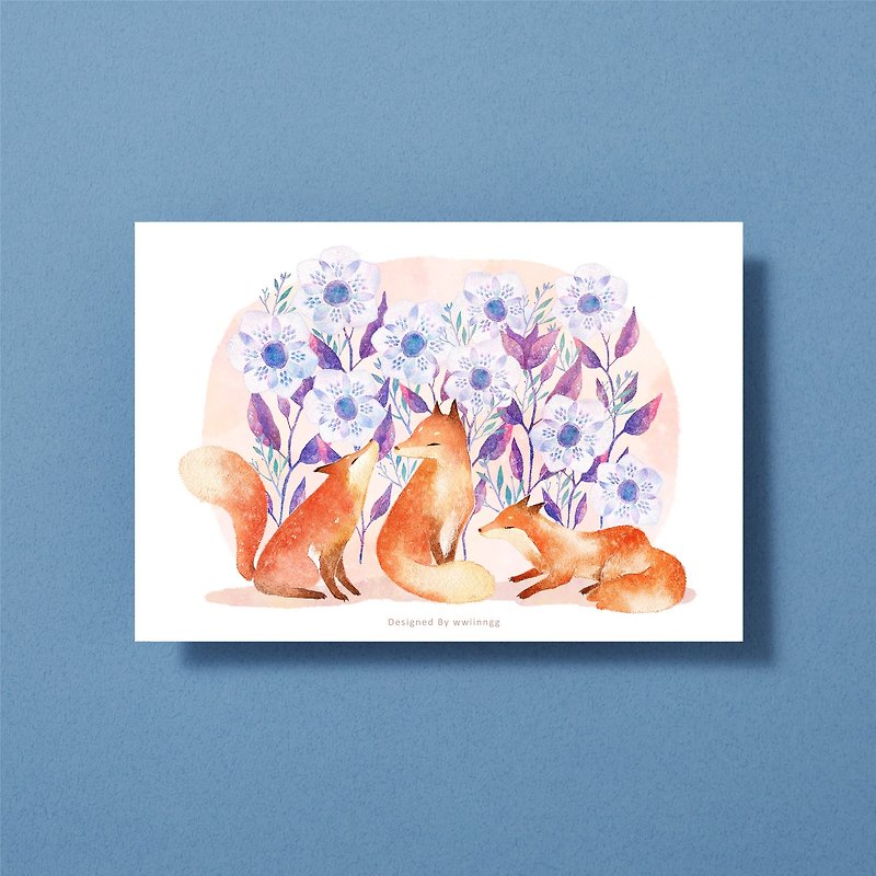 Illustration postcard - fox and flower - Cards & Postcards - Paper Pink