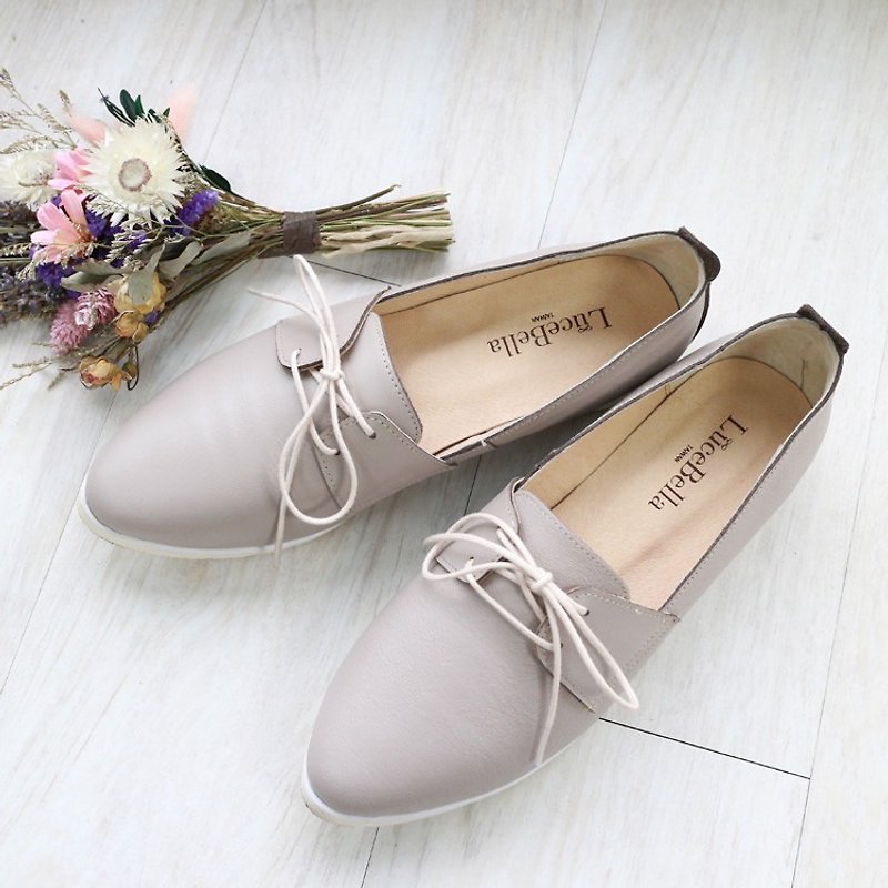 【Mordern Cupid】 Derby shoes - grey- real leather handmade shoes - Women's Casual Shoes - Genuine Leather Silver