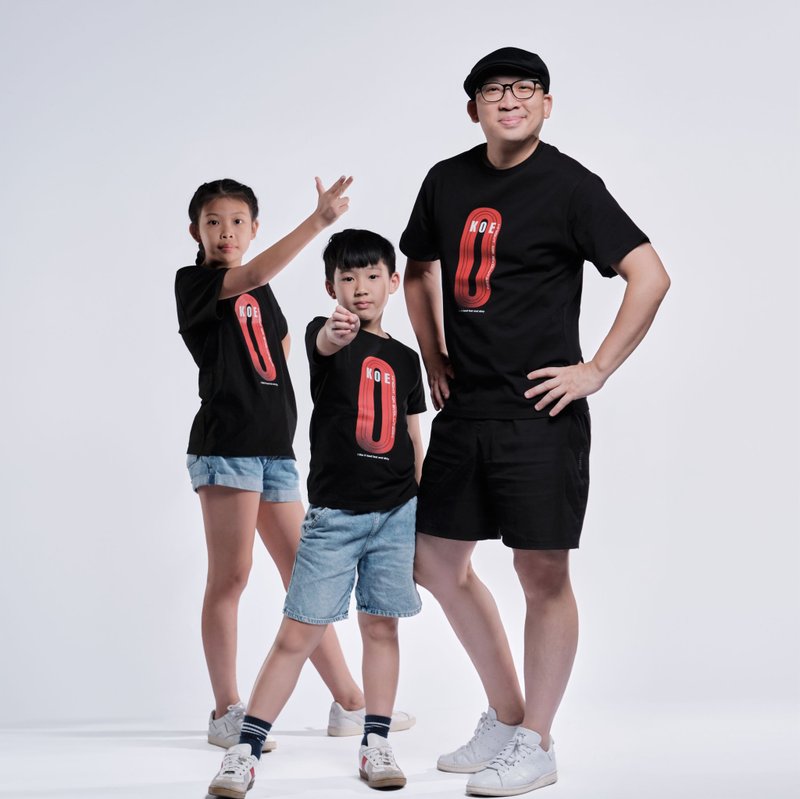 KOE Classic Track Thin Style (Children's Wear/Parent-Child Wear) - เสื้อยืด - ผ้าฝ้าย/ผ้าลินิน สีดำ