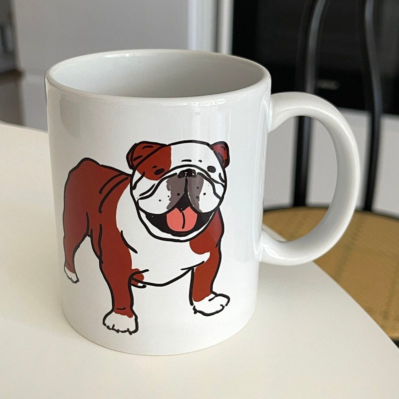 英國鬥牛犬英鬥陶瓷馬克杯-可加購客製名字  禮物 - 咖啡杯/馬克杯 - 陶 黑色