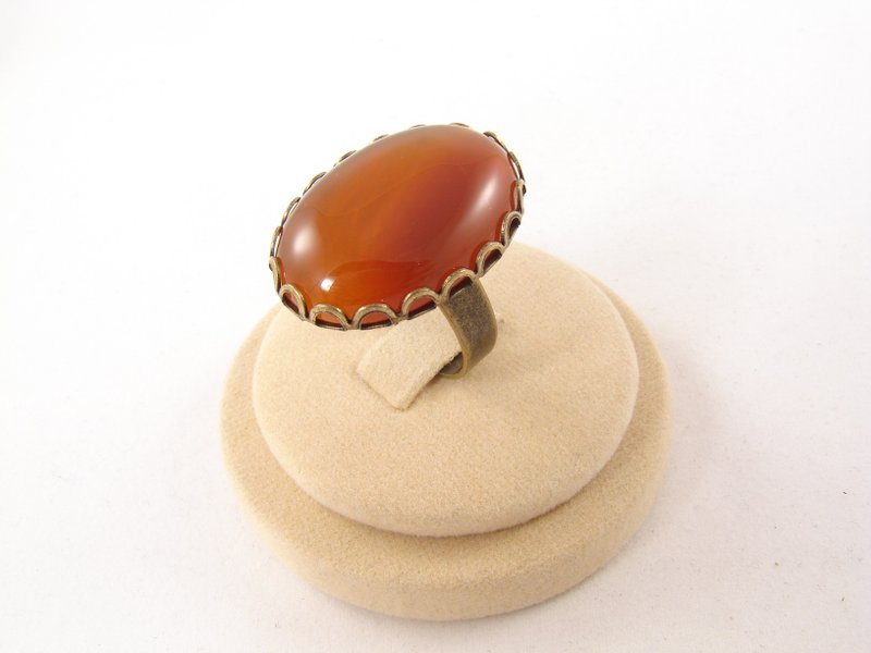Carnelian Adjustable Ring Red Stone Large Oval Gemstone Statement Ring Jewelry - แหวนทั่วไป - เครื่องประดับพลอย สีแดง
