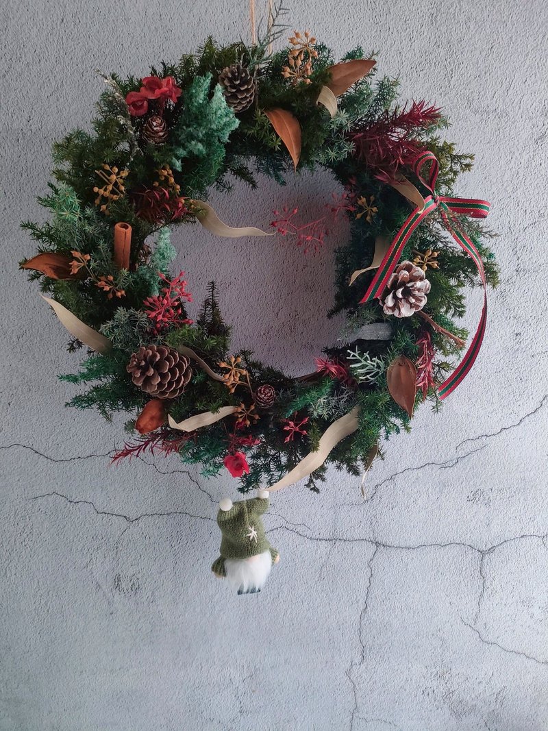 【一人成班】花藝-節日的心意(圓形花圈-大)  永生聖誕花圈 - 植栽/花藝 - 植物．花 