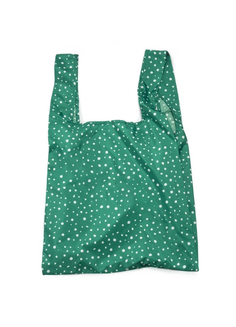 British Kind Bag-environmentally friendly storage shopping bag-medium-white and green dots - กระเป๋าถือ - วัสดุกันนำ้ สีเขียว