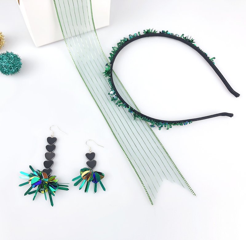 Goody Bag 免運福袋 圣诞 节日组合 髮箍/髮飾 +耳环 - 耳環/耳夾 - 其他材質 綠色
