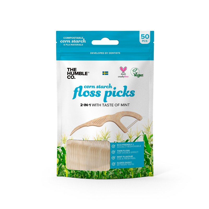 natural humble floss picks - mint (50 pack) - Toothbrushes & Oral Care - Other Materials Blue