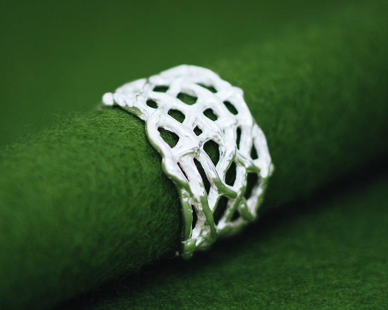 Mesh ring - Japanese design - linear design ring - Wabi sabi - Everyday ring - แหวนทั่วไป - เงิน สีเงิน