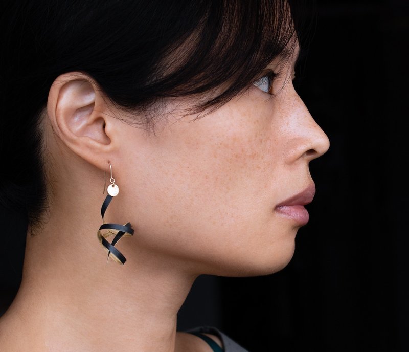 自然的路徑 - 台灣桂竹耳環 Trace of Nature - Bamboo Earring - 耳環/耳夾/耳骨夾 - 竹 藍色