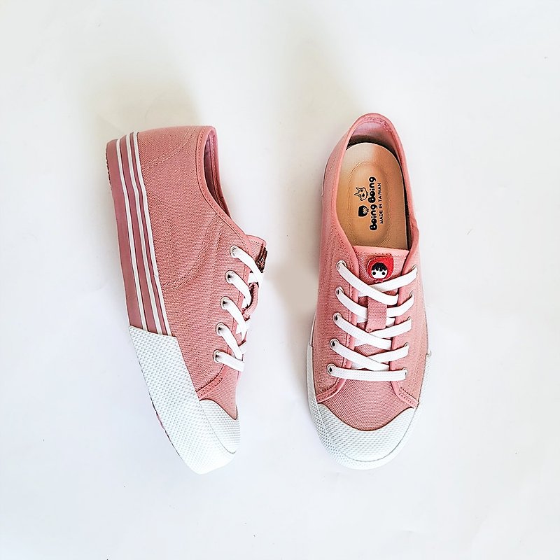 Smiling lazy casual shoes (wide last) - Morandi pink women's shoes Little Red Riding Hood and the Big Bad Wolf - Women's Casual Shoes - Cotton & Hemp Pink