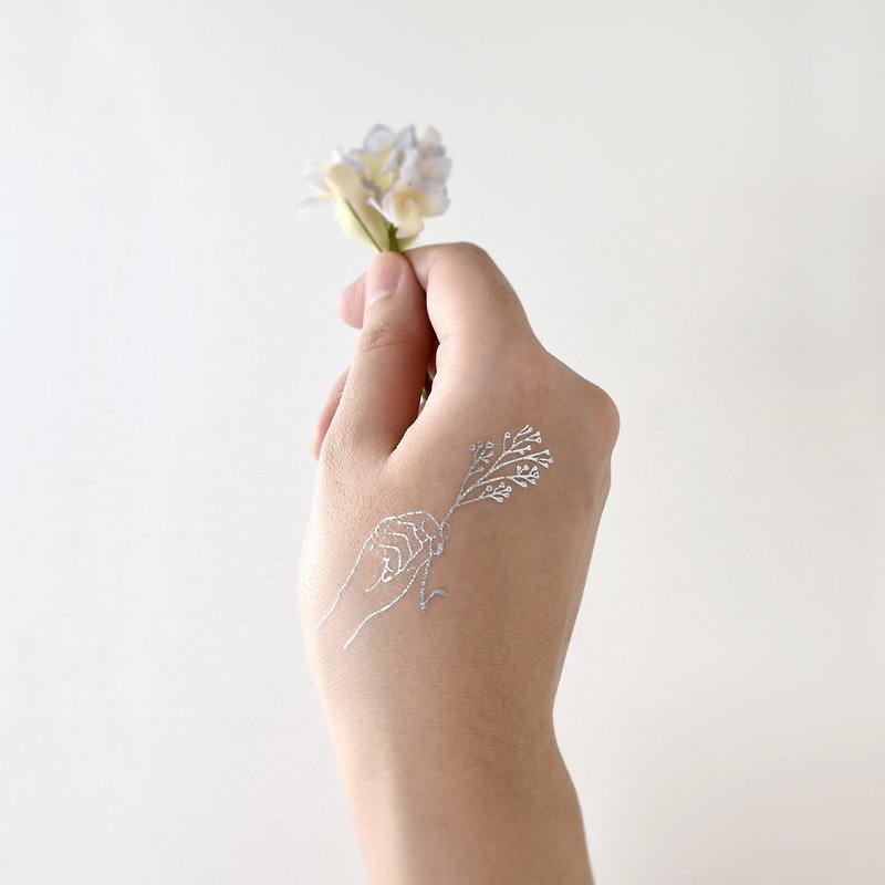 Flower Series Metallic Temporary Tattoo, Set of Eight, Flower Temporary Tattoo - Temporary Tattoos - Paper Gold